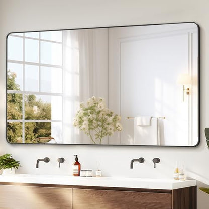 Delma Bathroom Vanity Mirror, Black Framed Mirror for Over Sink, 55x30