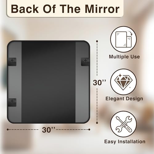 Vanity Bathroom Mirror, 30”x30” Black Bathroom Mirror for Over Sink