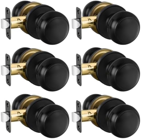 Haidms 6 Pack Matte Black Passage Door Knobs, Black Closet Door Knobs,Passage Doorknobs Interior for Closet or Hall, Hallways