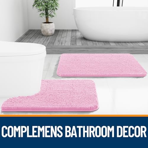 OLANLY Toilet Rugs U-Shaped 24x20, Soft Absorbent Chenille Contour Rugs