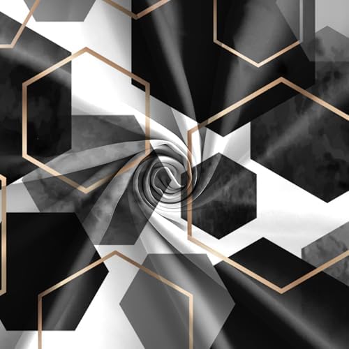 deFouliao Black Shower Curtain Modern Abstract Geometric Grid Bathroom Curtain Sets for Bathtub Home Art Decor, Waterproof Fabric Washable with Hooks, 72x78 Inch
