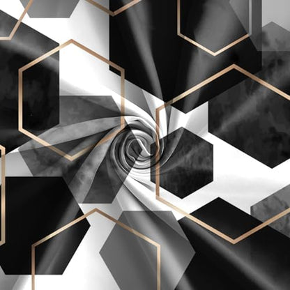 deFouliao Black Shower Curtain Modern Abstract Geometric Grid Bathroom Curtain Sets for Bathtub Home Art Decor, Waterproof Fabric Washable with Hooks, 72x78 Inch