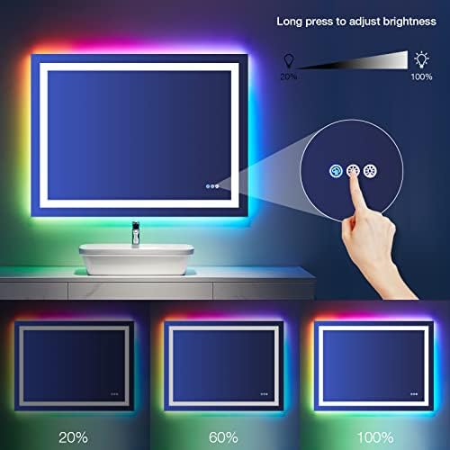 LOAAO 40"X32" RGB LED Bathroom Mirror with Lights, UL Listed