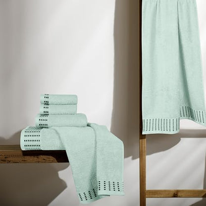 BELIZZI HOME Ultra Soft 6 Pack Cotton Towel Set, Contains 2 Bath Towels 28x55 inch, 2 Hand Towels 16x24 inch & 2 Wash Cloths 12x12 inch, Ideal Everyday use, Compact & Lightweight - Sea Green