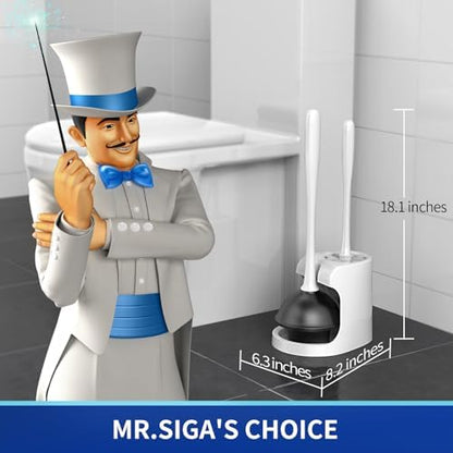 MR.SIGA Toilet Plunger and Bowl Brush Combo for Bathroom Cleaning, White (Pack of 12)