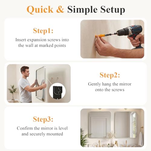 NEWBULIG Bathroom Mirror for Over Sink, 30X48 Inch Wall Vanity Mirror