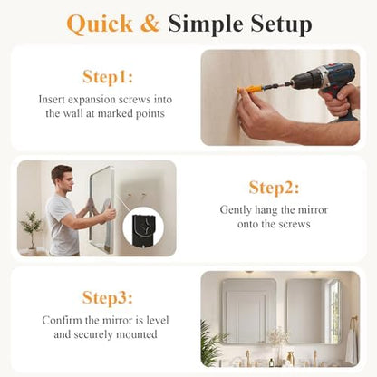 NEWBULIG Bathroom Mirror for Over Sink, 32X48 Inch Wall Vanity Mirror