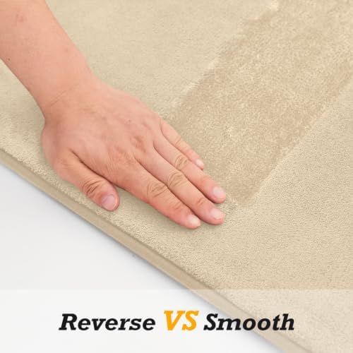 HUXMEYSON Bathroom Rugs Sets 2 Piece, Non-Slip & Quick Dry Bath Mat Set, Ultra Soft Velvet Bath Rugs for Bathroom, Toilet and Shower Floor, Light Coffee