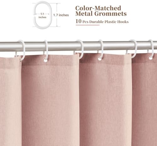 BTTN 54x78 Boho Scalloped Linen Textured Cloth Shower Curtain, Blush Pink