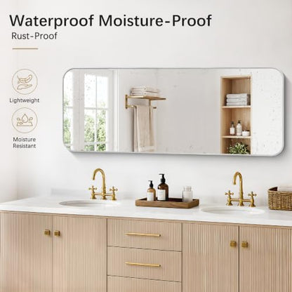 DESBING 60"x24" Bathroom Mirror for Over Sink, Silver Framed Wall Mirror