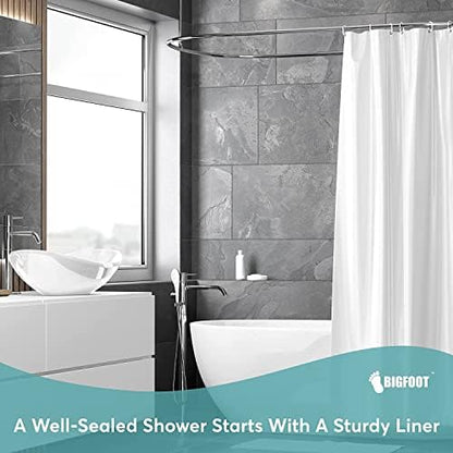 BigFoot Shower Curtain – 72 x 72 PEVA Heavy Duty Shower Curtain with Rustproof Metal Grommet and 3 Magnetic Weights – Odor Free and Compatible with Standard Showers, White