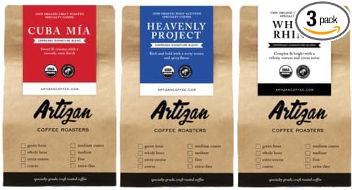 Artizan Coffee USDA Organic Ground Coffee | Signature Blend Variety Bundle | Medium Grind for Drip | 10 oz X 3 | Roasted in South Florida
