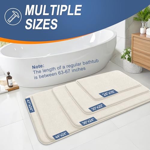 OLANLY Memory Foam Bathroom Runner Rugs 59x24, Absorbent Long Mat, Ivory