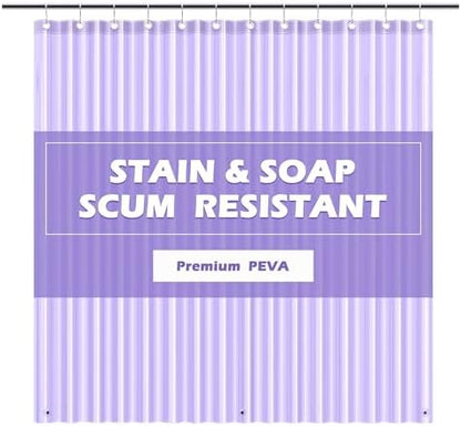 EHZNZIE Purple Shower Curtain Liner 72x72, PEVA Waterproof Bath Curtain, No Chemical Smell, 3 Weighted Magnets, Durable with Rustproof Metal Grommets