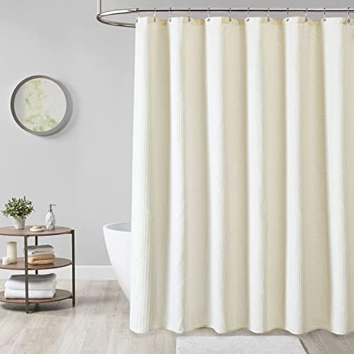 Dynamene Stall Waffle Shower Curtain 256 GSM Heavy Fabric 54x78 Cream/Ivory