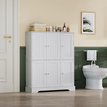 ChooChoo Bathroom Floor Cabinet with 6 Doors and Adjustable Shelves