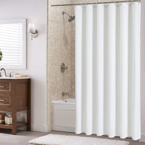 Gibelle Extra Long 230GSM Heavy Duty White Shower Curtain, 72 x 84