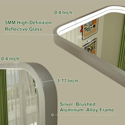 30"x30" Silver LED Bathroom Mirror with Lights,3000K/4500K/6000K
