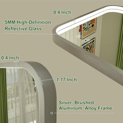30"x30" Silver LED Bathroom Mirror with Lights,3000K/4500K/6000K