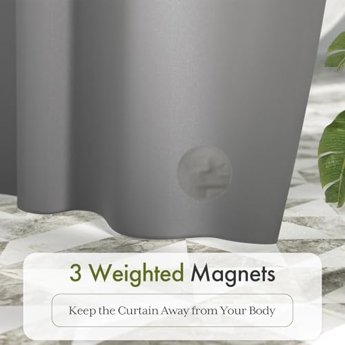 Bathway Shower Curtain Liner, Grey Shower Curtain Liner 72x72 PEVA Waterproof Shower Curtain Liner Plastic with 3 Magnets and 12 Rustproof Metal Grommets, Lightweight Shower Liner for Bathroom