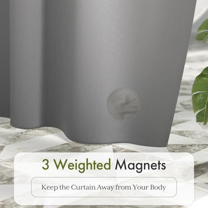 Bathway Shower Curtain Liner, Grey Shower Curtain Liner 72x72 PEVA Waterproof Shower Curtain Liner Plastic with 3 Magnets and 12 Rustproof Metal Grommets, Lightweight Shower Liner for Bathroom