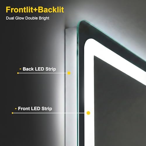 LED Bathroom Mirror with Lights, 24"x32" Lighted Vanity Mirror for Wall
