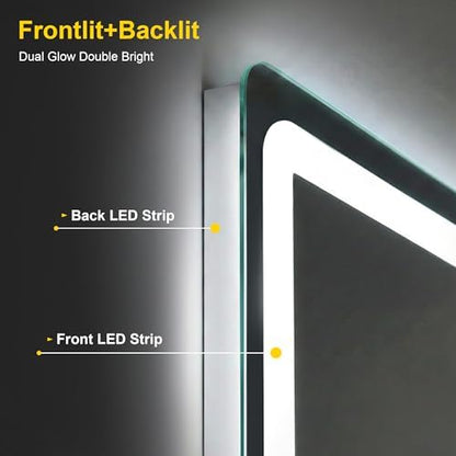 LED Bathroom Mirror with Lights, 24"x32" Lighted Vanity Mirror for Wall