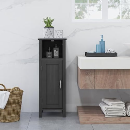 Giantex Narrow Bathroom Storage Cabinet with Adjustable Shelf (Black)