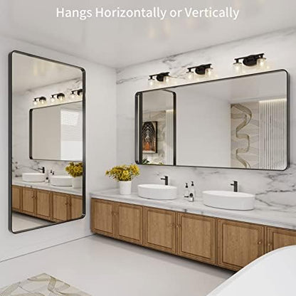 LOAAO 72X36 Inch Black Bathroom Mirror Metal Framed