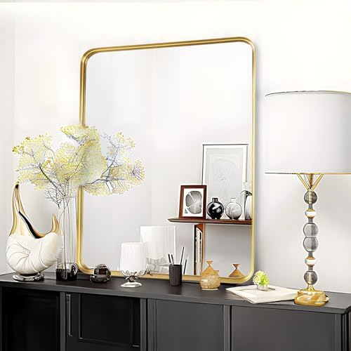 Gold Bathroom Vanity Mirror Over Sink 30x36, Large Wall Rectangle Mirror