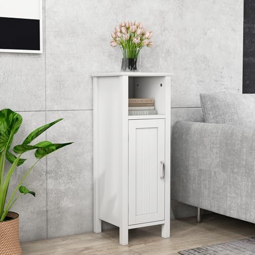 Giantex Narrow Bathroom Storage Cabinet with Adjustable Shelf (White)