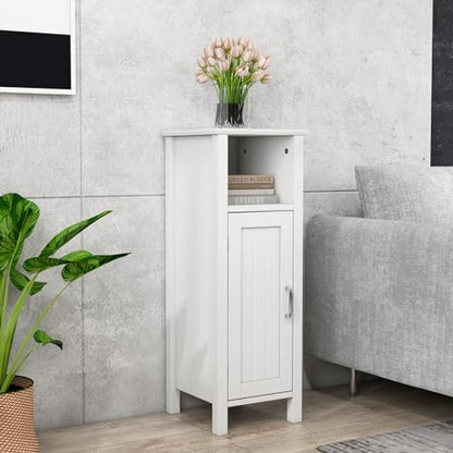 Giantex Narrow Bathroom Storage Cabinet with Adjustable Shelf (White)