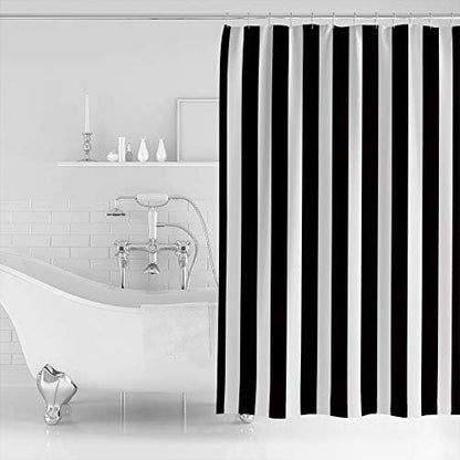 Shower Curtain Bathroom Set Black and White Stripes Waterproof Shower Curtains with Grommets Hooks Modern Geometric Art Privacy Bath Curtain for Bathtub Decor 72x72in
