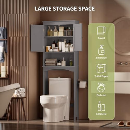 Gizoon Over the Toilet Storage Cabinet with Adjustable Shelf, Grey
