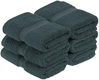 Superior Egyptian Cotton Plush & Absorbent, Face Towel Set of 6, Teal