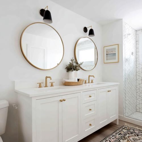 Sunniry Round Mirror 22 inch, 2 Pack Gold Circle Mirror,Brushed Metal Frame
