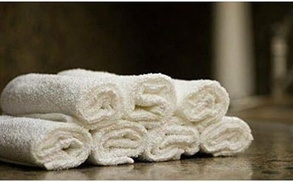 QUBA LINEN 100% Cotton Washcloth Set – Soft, Absorbent Face Towels for Bathroom & Gym Use – Durable, Reusable, Machine Washable Wash Cloths - White Color, 12x12 Inches, Pack of 12