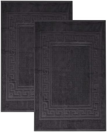 Superior Heavyweight Cotton Bath Mats, Bath Rugs For Bathroom Accessories, Washable Rug For Shower, Bath, Toilet, Modern Decor, No Backing, Luxury Hotel And Spa Quality, Set of 2, 22" x 35", Black