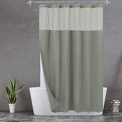 N&Y HOME Extra Long Waffle Shower Curtain with Snap-in Liner Sage, 71x84