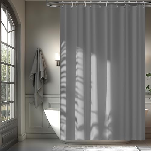 Seenus 72 x 84 inch Extra Long Waterproof Fabric Shower Curtain Liner, Light Grey Cloth Shower Liner with 3 Large Magnets, Tall Bathroom Shower Curtain Lightweight Machine Washable