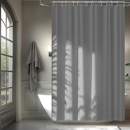 Seenus 72 x 78 inch Extra Long Waterproof Fabric Shower Curtain Liner, Light Grey Washable Cloth Shower Liner with 3 Large Magnets, Neutral Minimalist Lightweight Shower Curtain Long for Bathroom