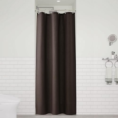 Naturoom Linen Shower Curtain 36x72 Inch for Bathroom Chocolate Brown