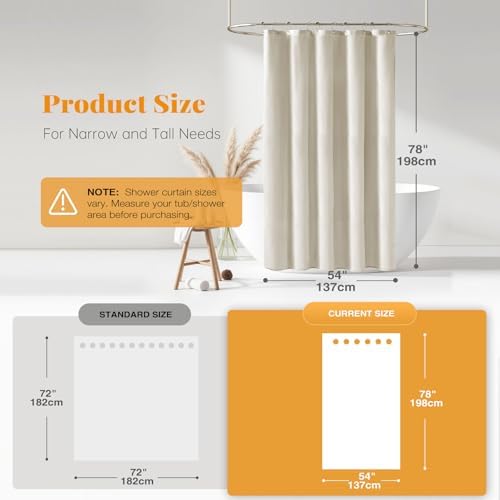 BTTN Linen Textured Waterproof Fabric Shower Curtain, 54x78, Light Cream