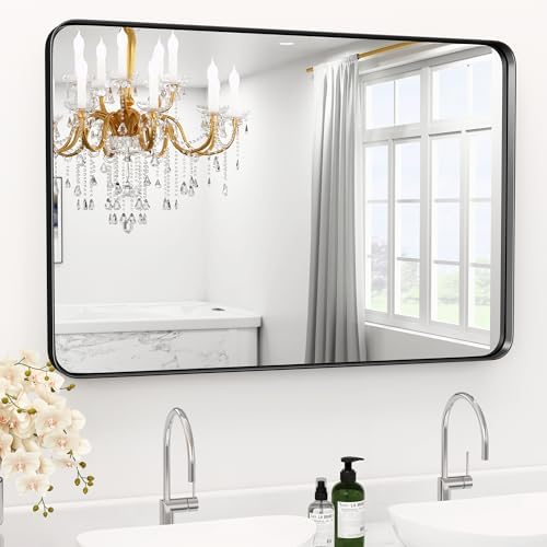 48" x 24" Black Bathroom Mirrors for Over Sink