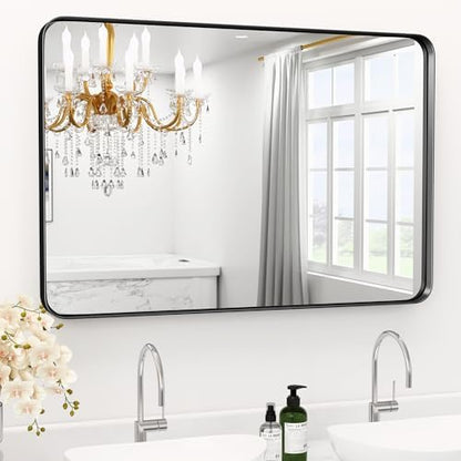 48" x 24" Black Bathroom Mirrors for Over Sink