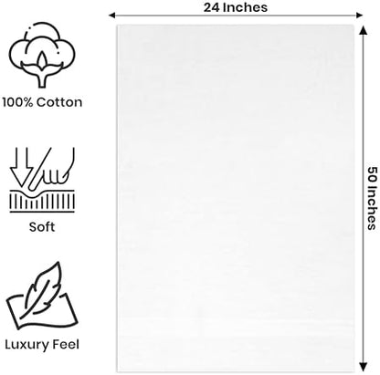 Bath Towels Bulk Set of 12 – 24" x 50" – 100% Cotton Terry, Soft, Quick-Dry & Highly Absorbent – Navy Blue Towels for Bathroom, Spa, Gym, Hotel, Pool & Everyday Use