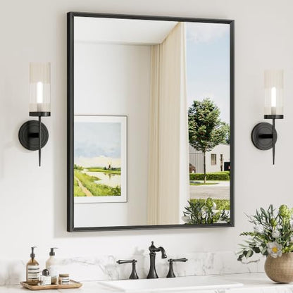 Keonjinn 30 x 36 Inch Black Bathroom Vanity Mirrors for Over Sink