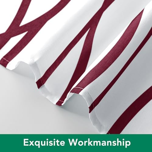 Fabric Modern Extra Long Shower Curtains for Bathroom-Burgundy and White