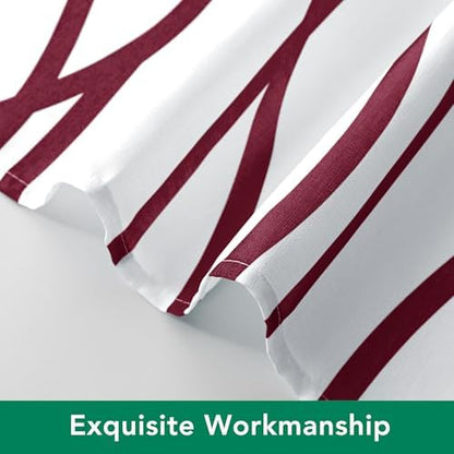 Fabric Modern Extra Long Shower Curtains for Bathroom-Burgundy and White