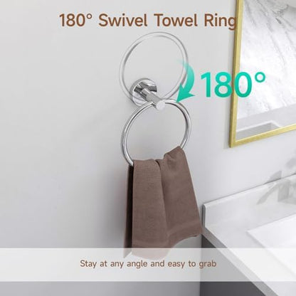 USHOWER 4PCS Polished Chrome Bathroom Accessories Set,24-Inch Towel Bar Set